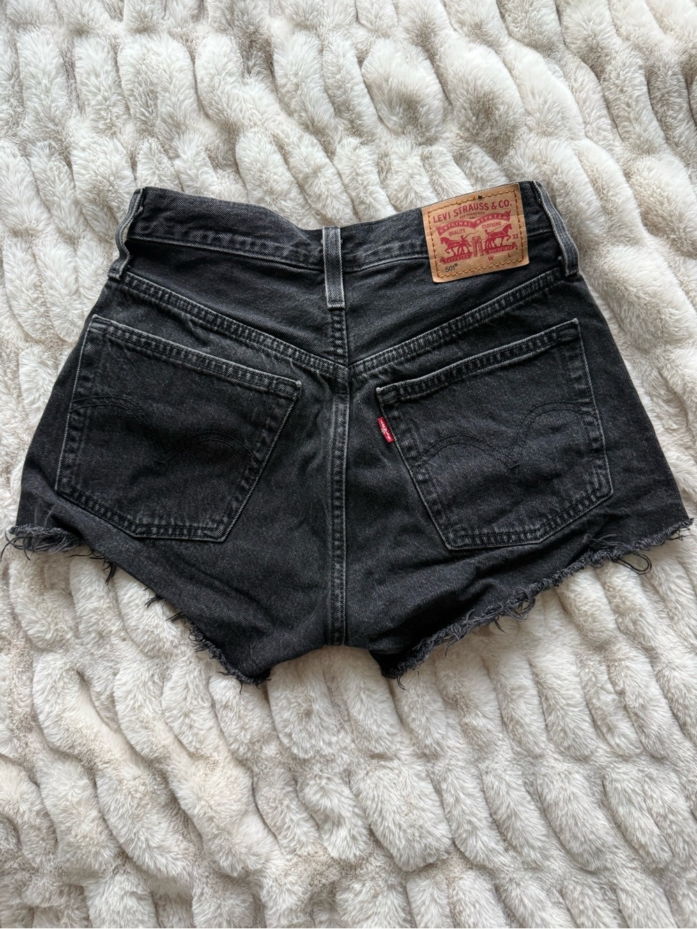 Levi's Black Frayed High-Waist Denim Cutoff Shorts